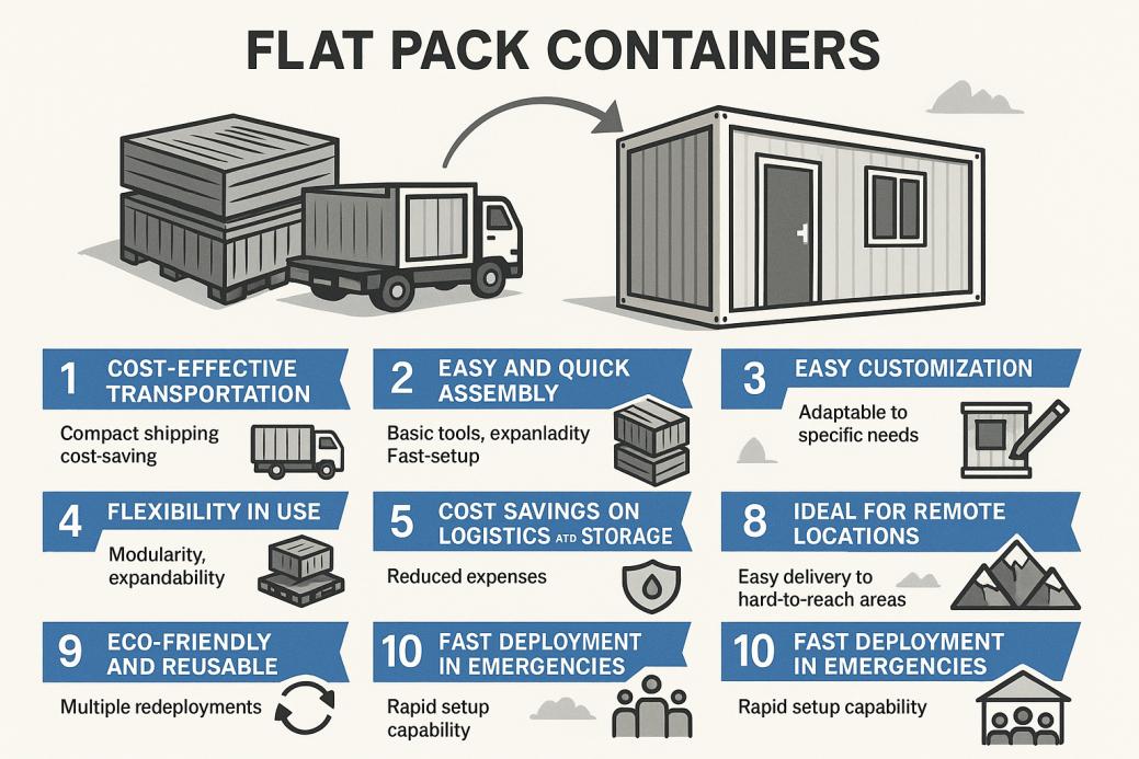What are the advantages of using flat pack containers?