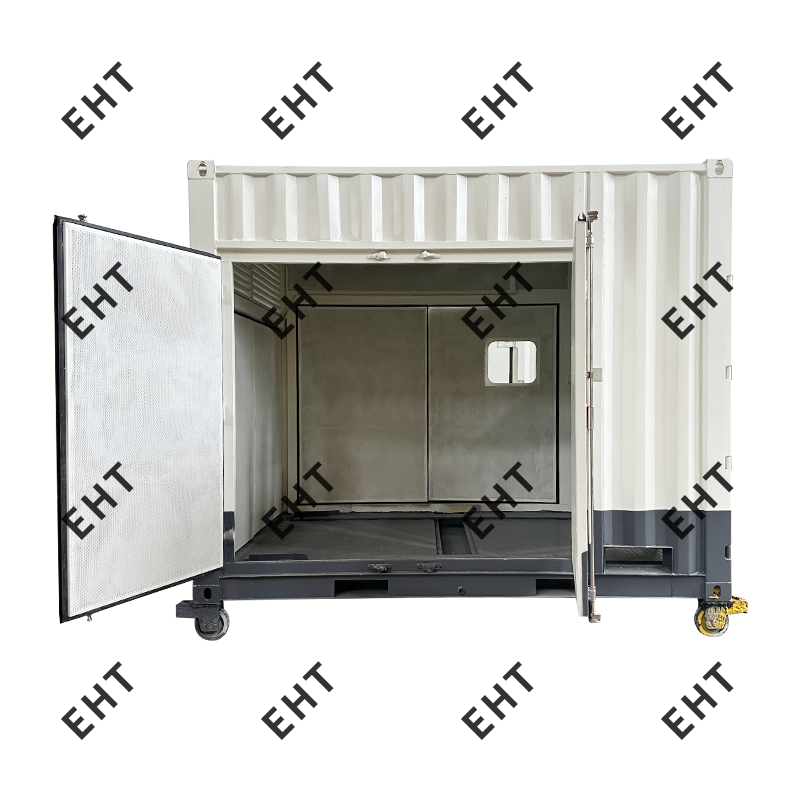 Custom 12-ft air compressor enclosure with oil-water collection system