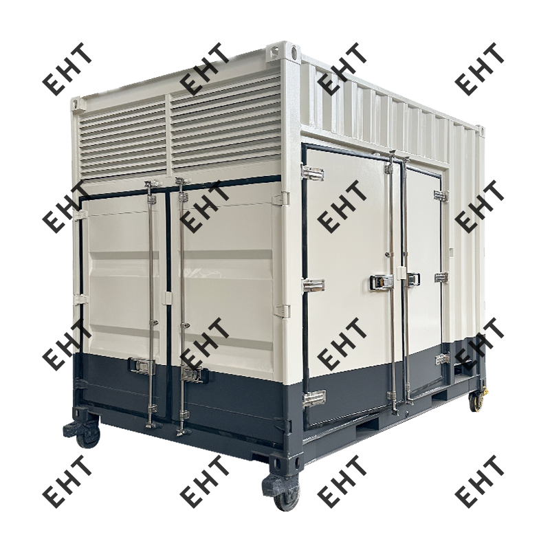 Custom 12-ft air compressor enclosure with oil-water collection system