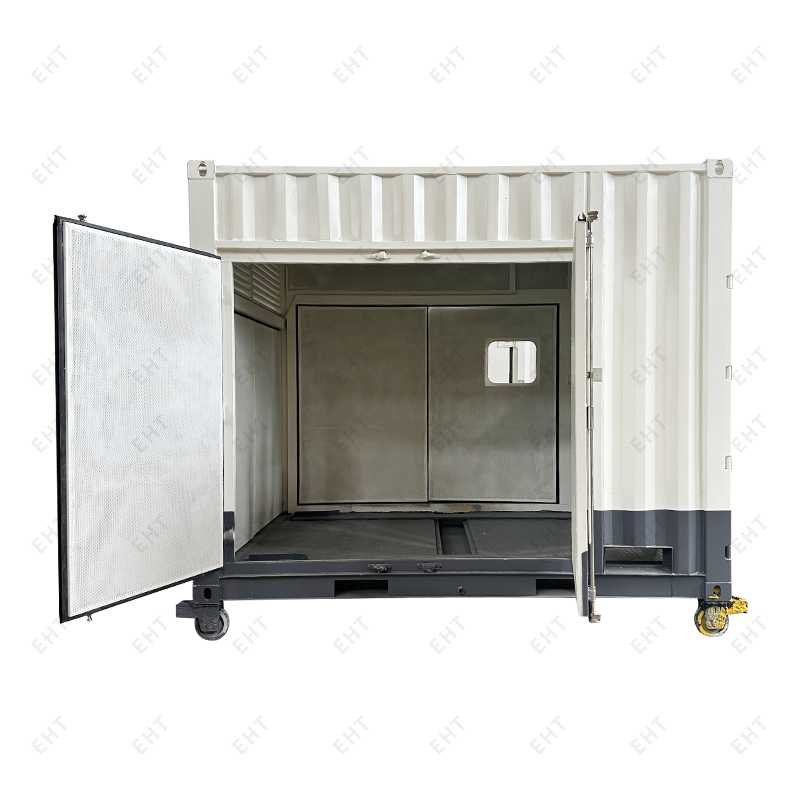 Custom 12-ft air compressor enclosure with oil-water collection system