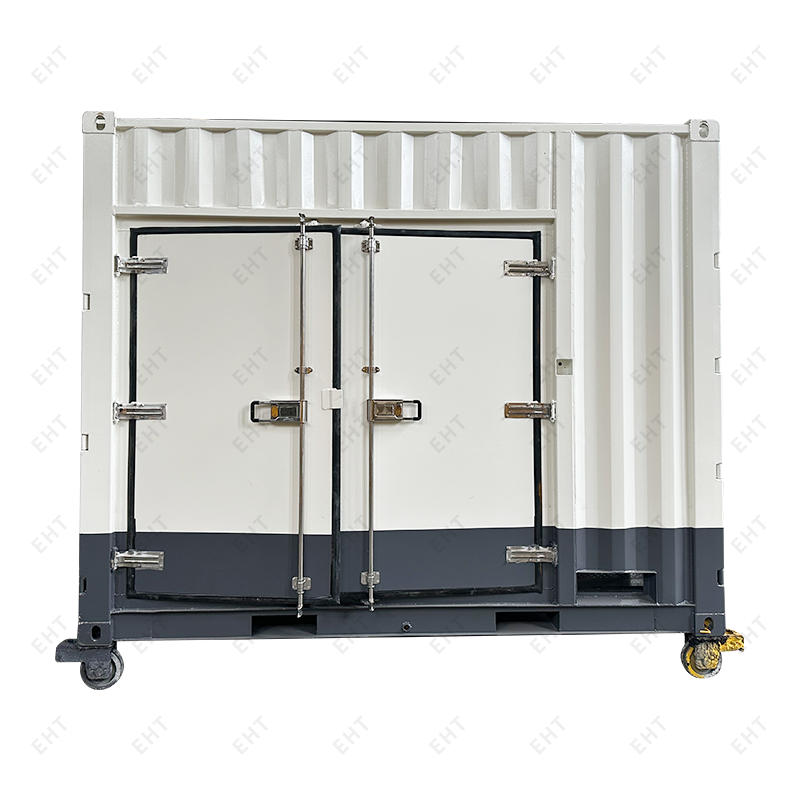 Custom 12-ft air compressor enclosure with oil-water collection system